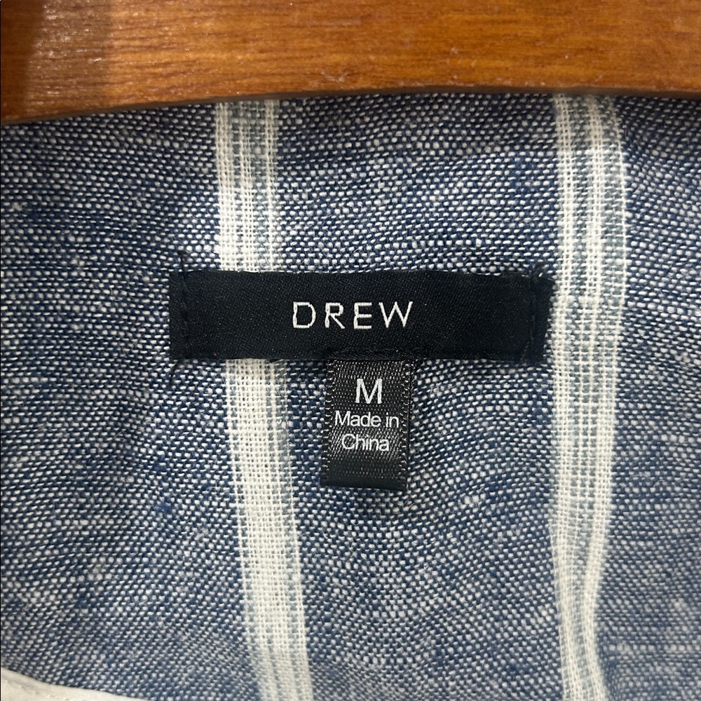 DREW Blue Linen Blend Striped Blazer Jacket Size Medium - Picture 5 of 16